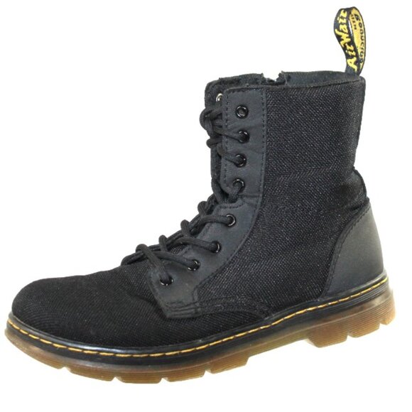 Dr. Martens Combs Black Canvas Leather Styling Lace-Up Combat Moto Boot,… - Picture 4 of 11